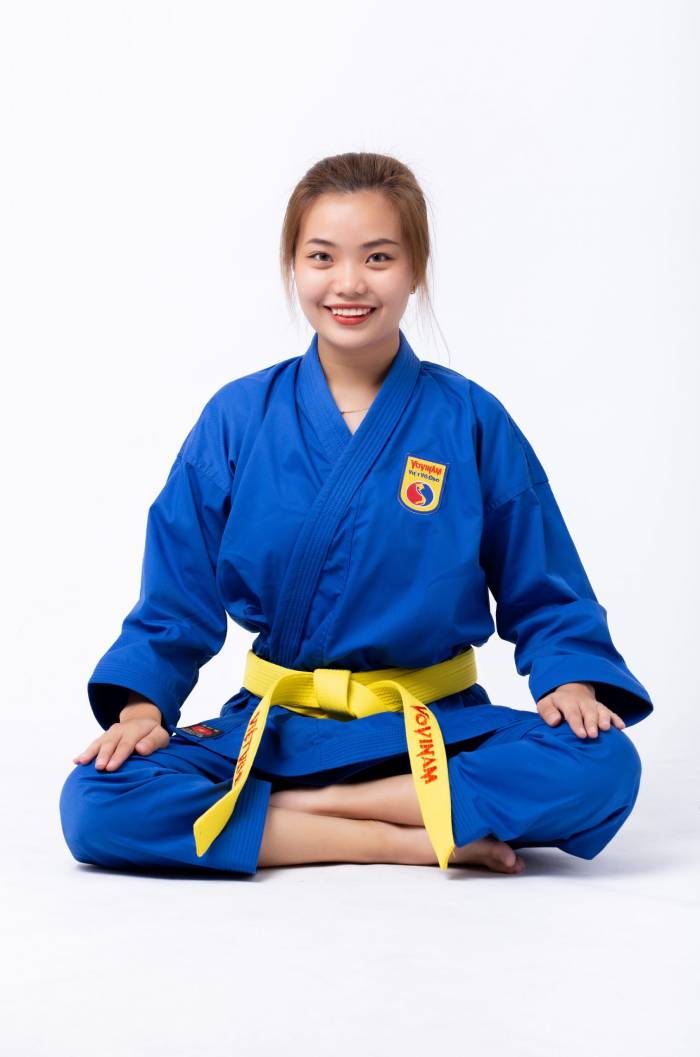 Đồng phục lớp võ Vovinam màu xanh đai vàng