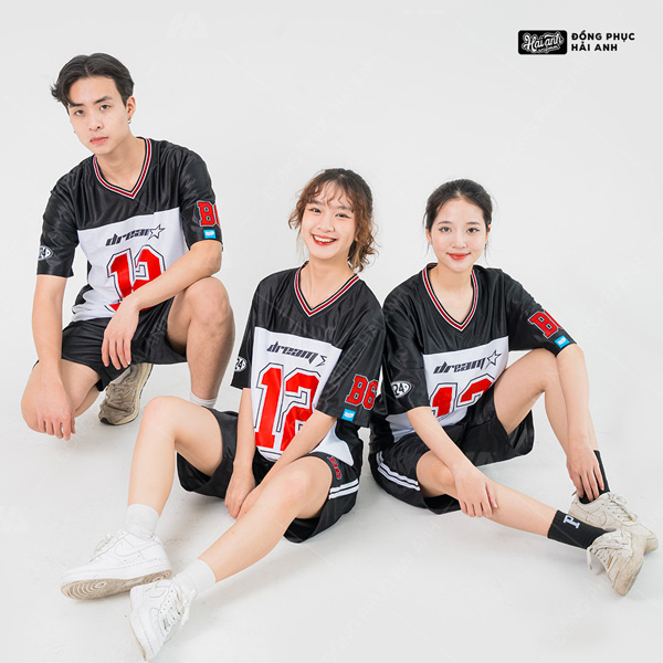 Áo Lớp OverSize Sporty Màu Đen Phối Thân Màu Trắng