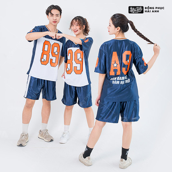 Áo Lớp OverSize Sporty Màu Xanh Đen Kết Hợp Màu Trắng