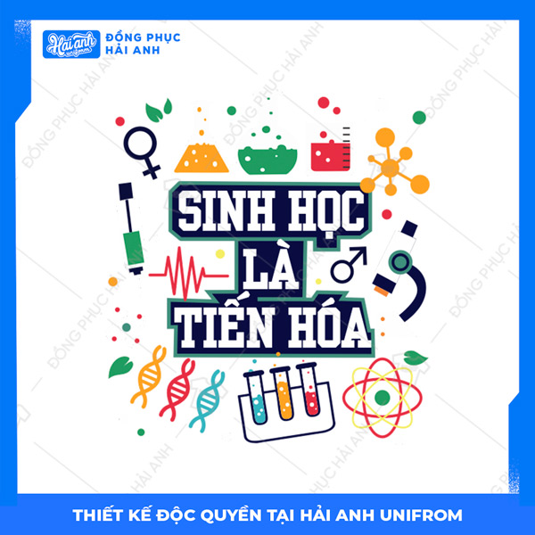 Logo áo lớp chuyên Sinh học là tiến hóa