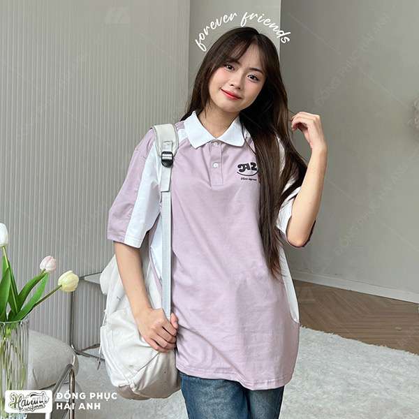 Áo lớp có cổ polo oversize rộng rãi