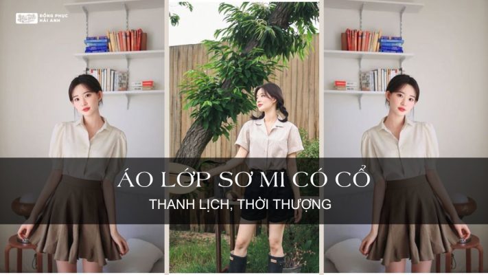 Áo lớp sơ mi có cổ thanh lịch, thời thượng